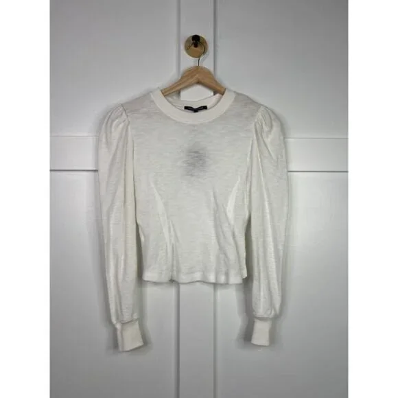 NEW Marissa Webb Blair Waffle Knit Puff Sleeve Pullover Top White Size: XS - Picture 2 of 7